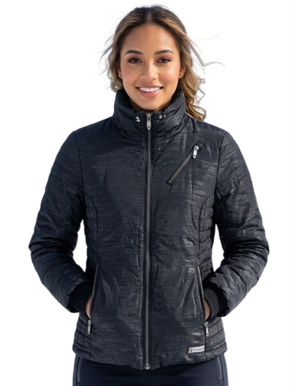 Spyder Black Quilted Snowboard Ski Full Zip Primaloft Jacket Size S